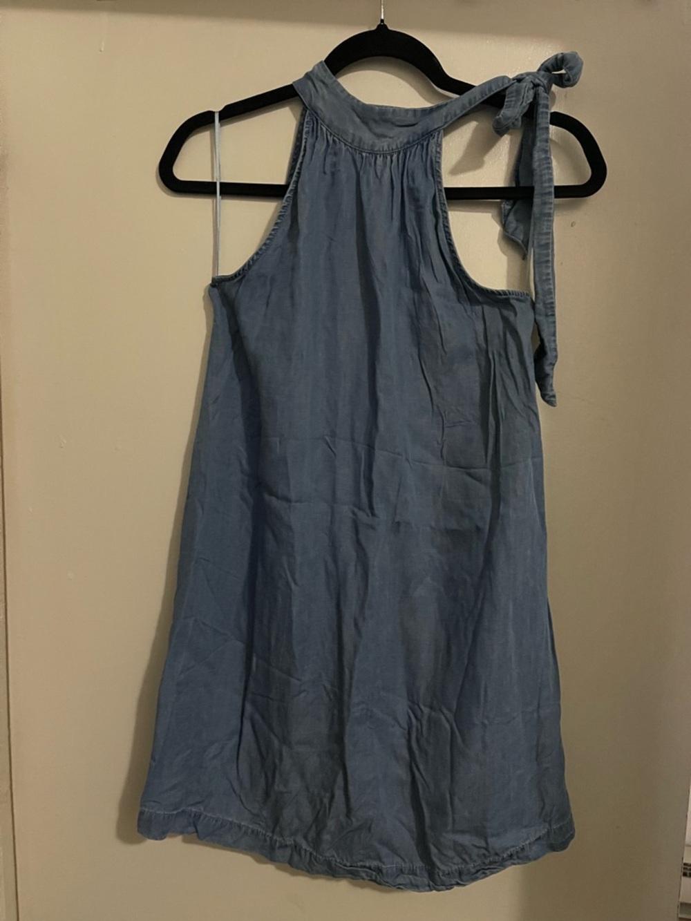 Light Blue Halter Tie-Shoulder Shift Dress
